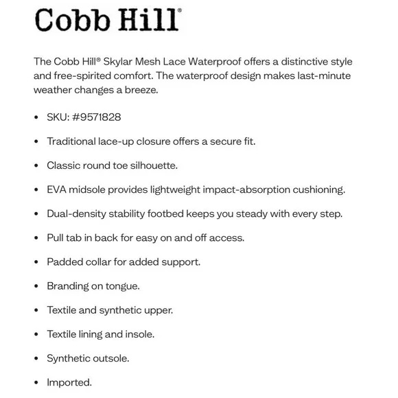 NIB Cobb Hill Rockport Skylar Waterproof Mesh Lace Up Comfort Sneaker 9M Purple - Picture 12 of 12